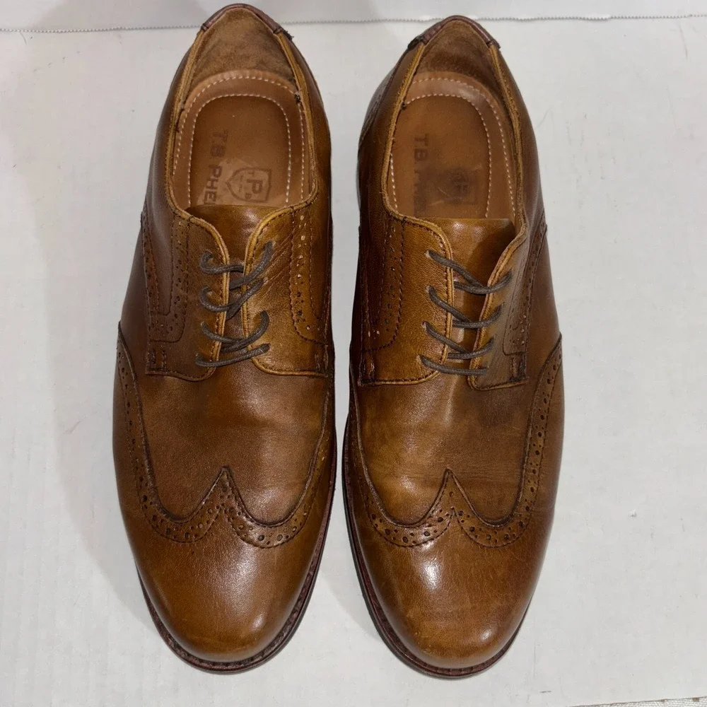 TB Phelps‎ Bixby Sheepskin Wingtip Pecan Men's 9